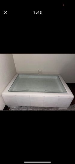 White Ottoman With Removal Glass Top
