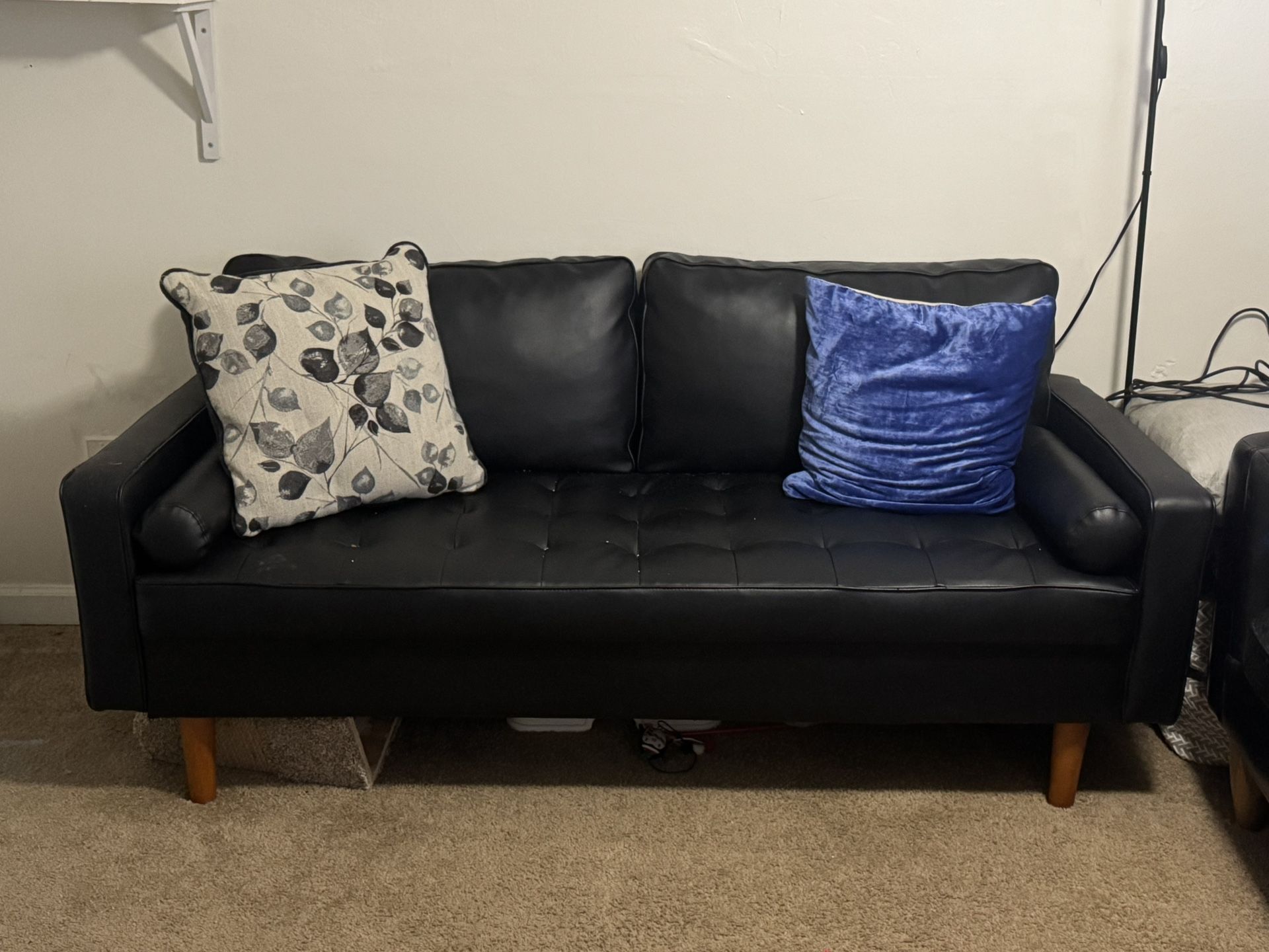 Brand New Black Leather Couch