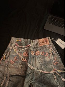 Acne Studios Denim Shorts — Keychain Print, Loose Fit
