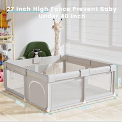 Baby Playpen 50x50 Inch, Play Pens for Babies and Toddlers Baby Fence Baby Play Yards for Indoor & Outdoor with Breathable Mesh Anti-Fall Playpen