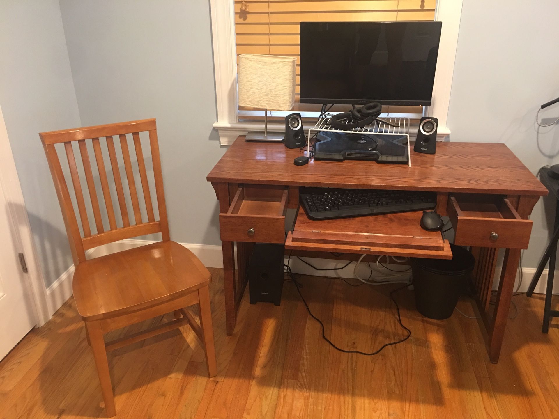 Wood desk and Chair