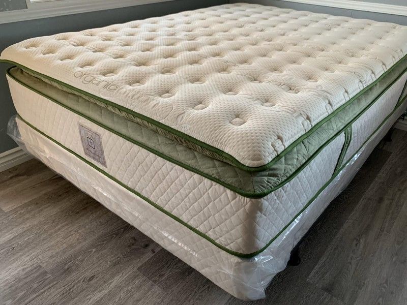 Full Size Organic Hybrid Gel Pillowtop Mattress And Boxspring