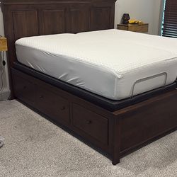 King bed platform frame with 6 storage drawers - real wood