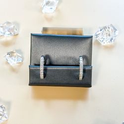 Diamond Hoop Earrings 14K White Gold 