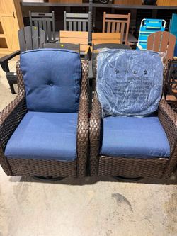 Outdoor Patio Swivel Rocker Chairs Set of 2, Wicker Rattan 2 Piece Patio Rocker Glider Chair Set with High Back