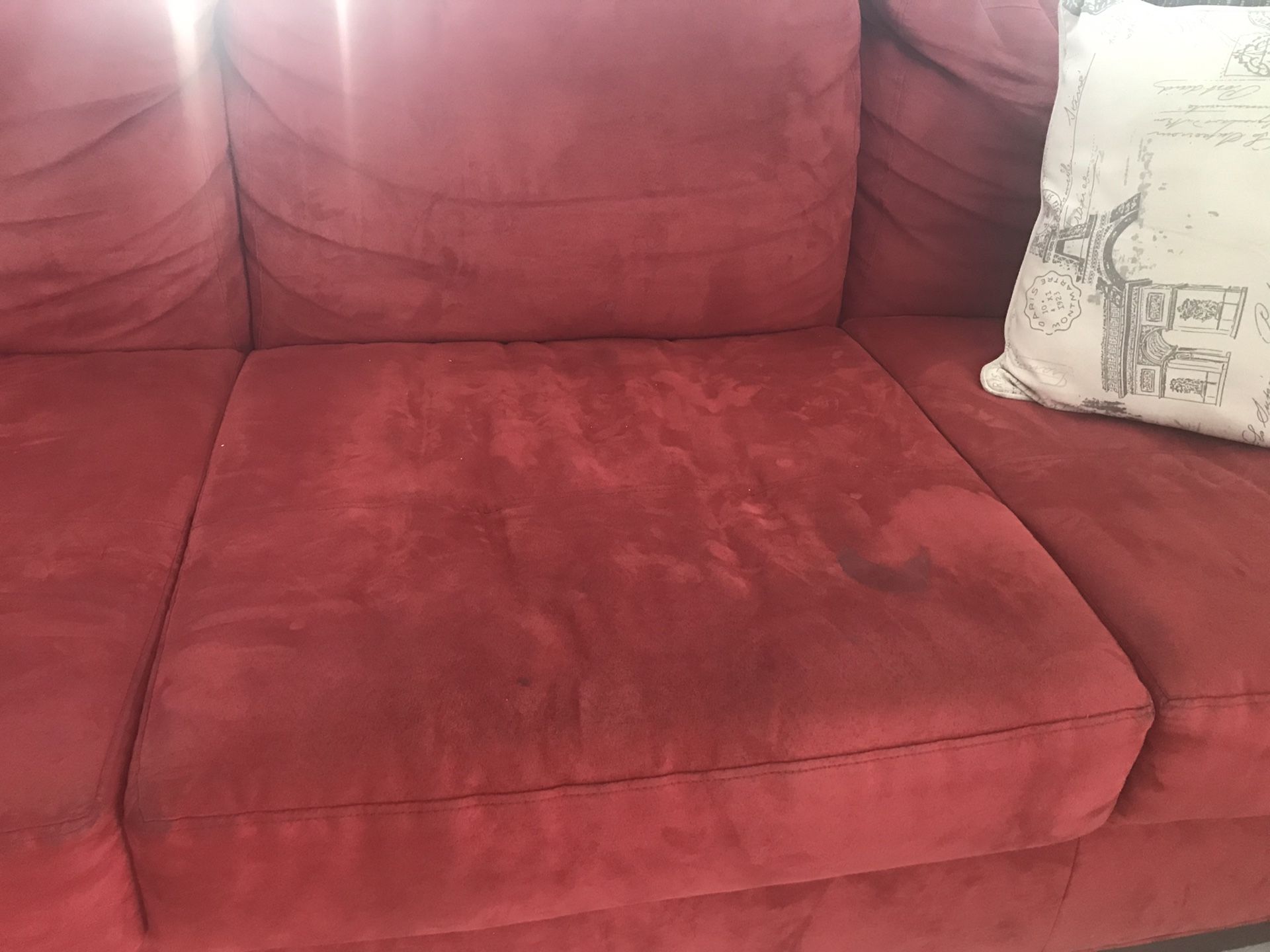 Red microfiber couch