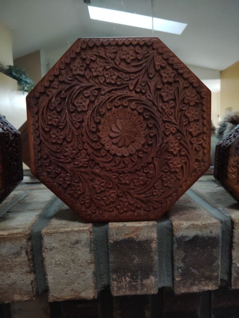   Beautiful Carved Keepsake Octagon Cases