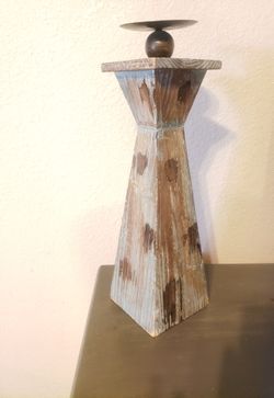 Teal and brown candle holder
