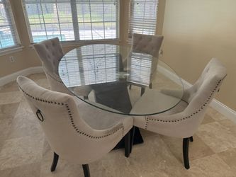 Glass Top Dinning Table And 4 Chairs Sold As Is In Picture