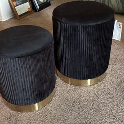 Black Velvet Ottomans 