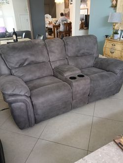 Grey Two Seater Electric Recliner