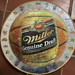 Vintage Rare 1994 NBA Miller Genuine Draft Mirrored Plastic Sign Man Cave 20x20”