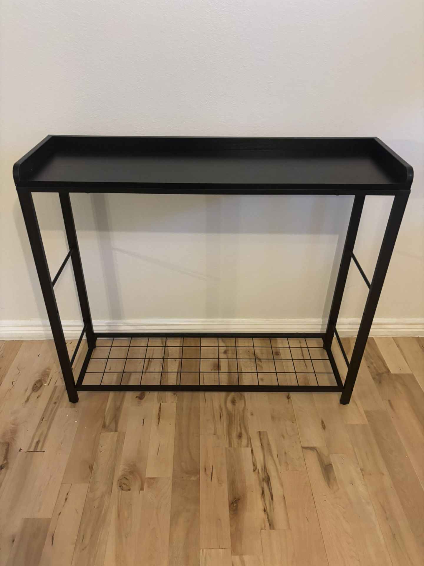 Livofloral Entryway Table With Metal Grid Shelf, 2 Tier- Black, 24" deep, 39.5" wide, 33" tall