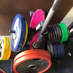 WEIDER Plate Weights 2.5lbs, 5lbs, 10lbs, 25lbs, 45lbs W Olympic Bar