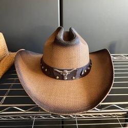 Excellent Condition! Straw Cattleman Crease Western Hat Cowboys Cowgirls Concerts Rodeo
