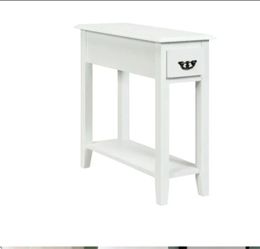 2 Tier End Bedside Sofa Side Table Narrow Nightstand