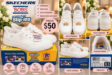 Tenis Hands Free Slip-ins (sin agacharse) de la línea BOBS de la marca original Skechers.