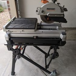 RIGID 10 inch wet tile/stone saw and stand w/ laser