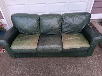 Leather green couch