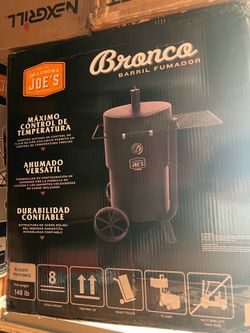 OKLAHOMA JOE'S Bronco Charcoal Drum Smoker Grill in Black with 284 sq. in. Cooking Space