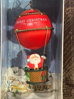 1981 Hallmark - SAILING SANTA IN HOT AIR BALLOON Christmas Ornament