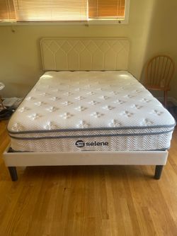 Queen size bed frame and mattress excellent condition