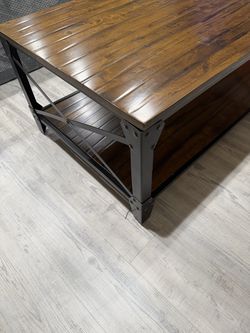Rustic Industrial Wood & Metal Coffee Table – $125 OBO