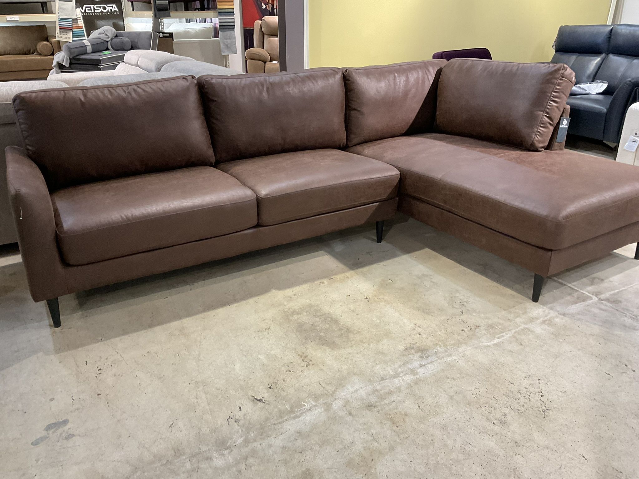 New Chaise/sofa suede fabric upholstered brown