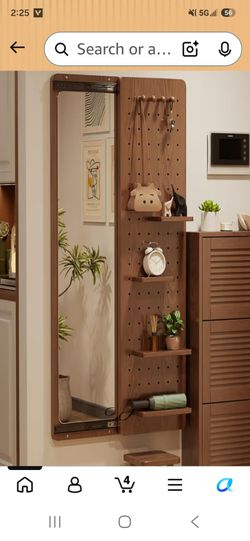 Mirrored shelf walnut color