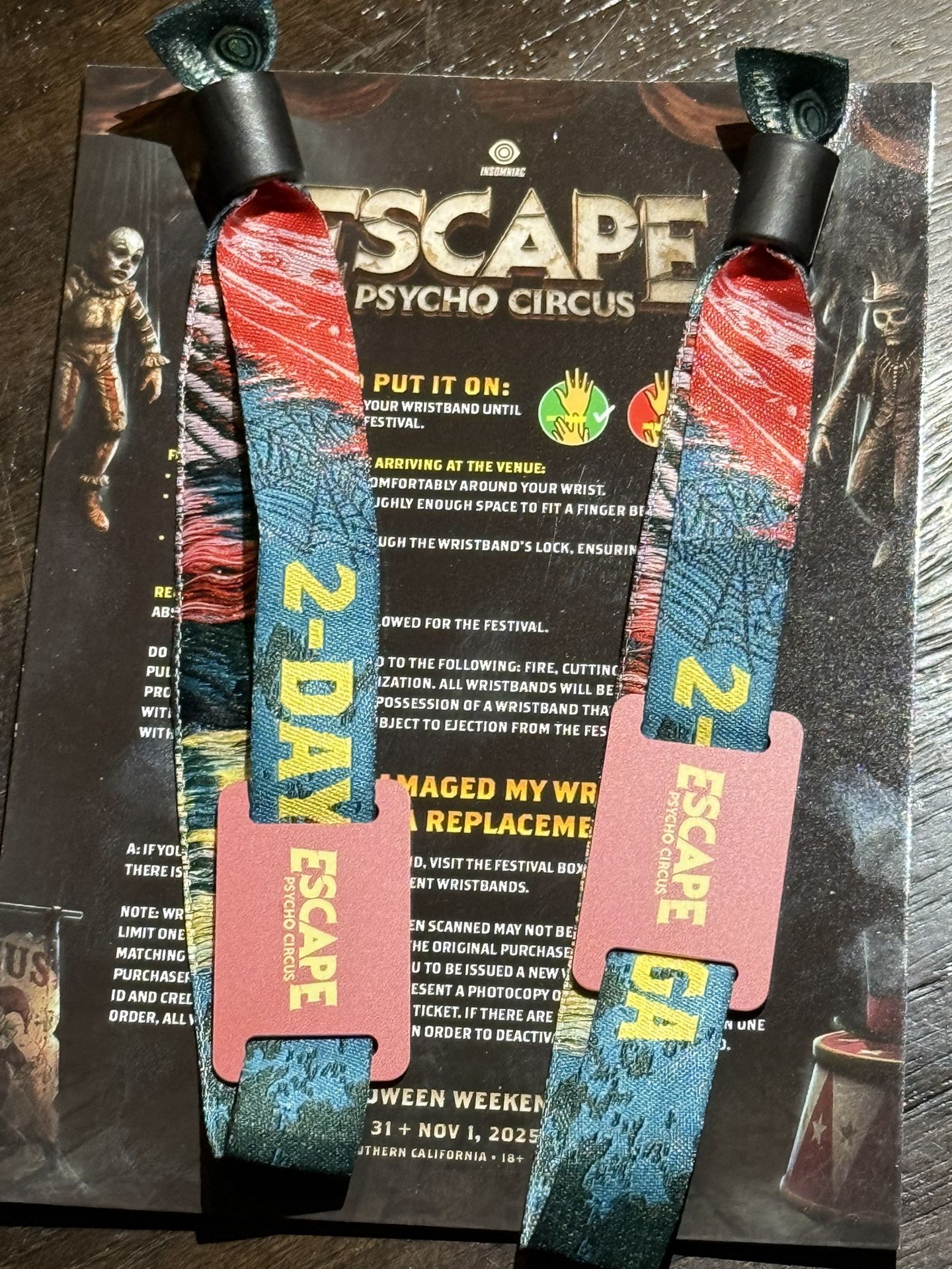 2 GA Escape Halloween Wristbands