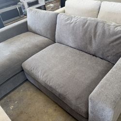 Gray Fabric Sofa With Chase