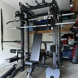 Smith Machine 400 | Adjustable Bench | 245lb Cast Iron Olympic Weights | 7ft Olympic Bar | Fitness | Gym Equipment | FREE DELIVERY/INSTALLATION 🚚 🛠️