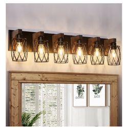 6 light farmhouse, vanity, light fixture