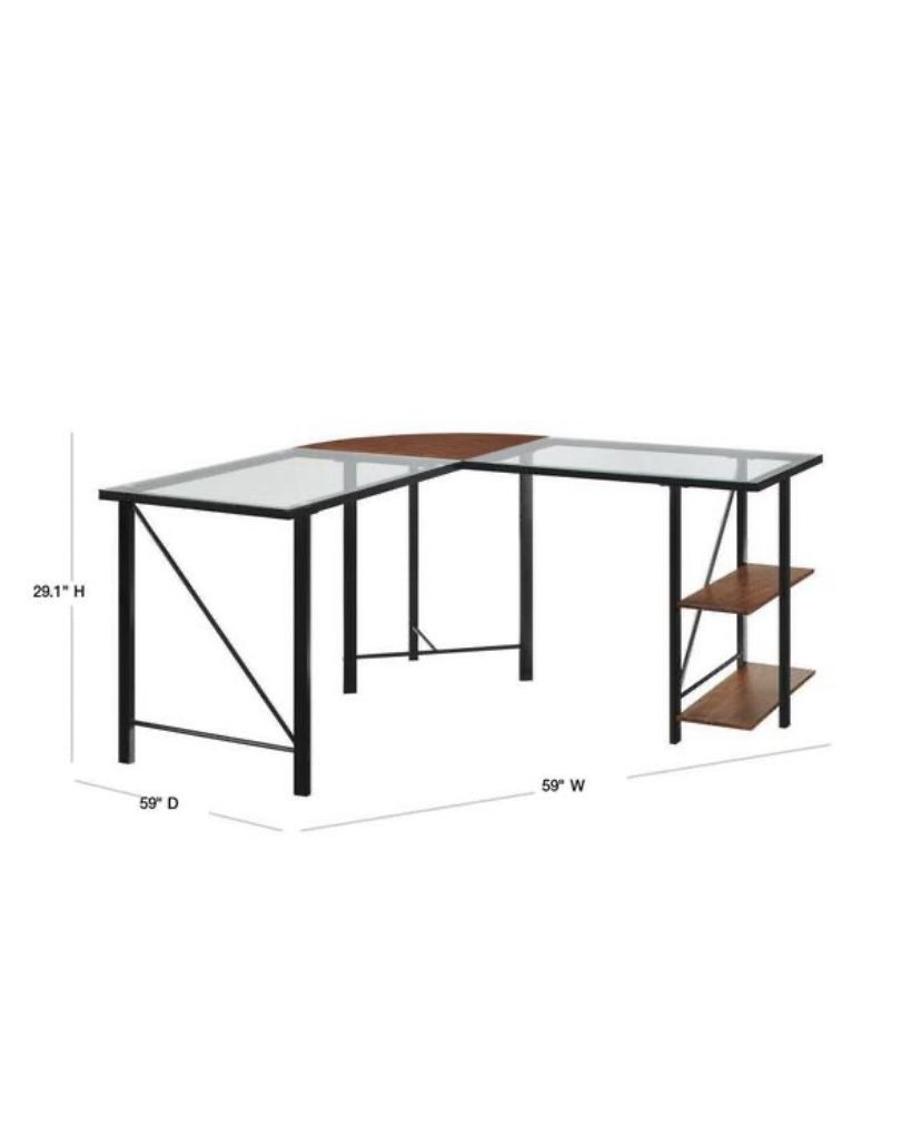 L Shaped Glass/wood Office Desk *DESK ONLY*