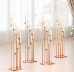 Foriy 4 Pcs 46.5" Floor Candelabra - Gold Metal 7-Arm Candelabra