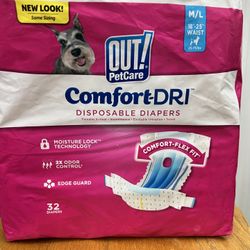 Comfort-Dri Disposable Diapers for Dogs Size M/L