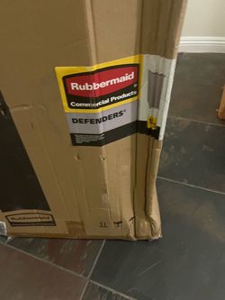 New Rubbermaid Commercial ST24EPLWH Defenders Step Can, Square, Steel, 24gal, White