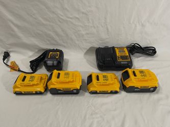 Brand new never used DeWalt 5Ah batteries and 2Ah batteries and chargers