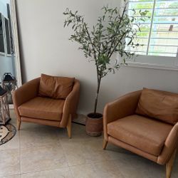 West Elm Leather Chairs