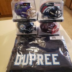 Autographed Mini Helmets And Jersey 