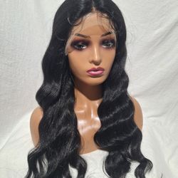 Human Hair Blend Lace Front Wig..26 Inches Long.  Curling Iron Safe 