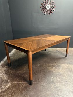 Walnut Wood Dining Table with Expandable Leaf - Seats 8