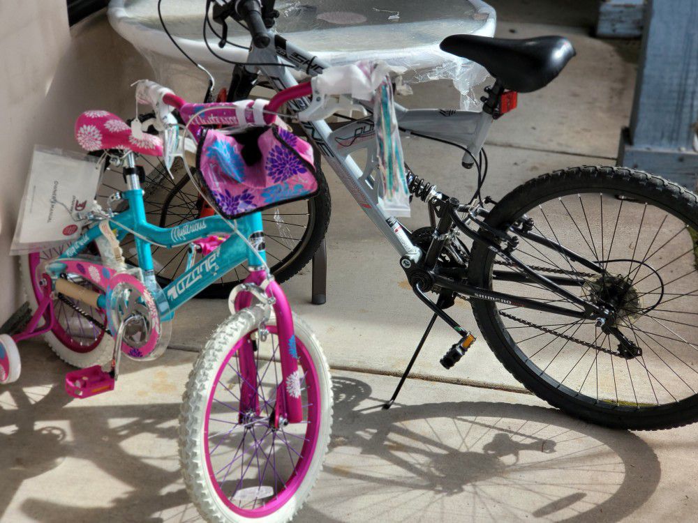 20" bicycle $100 24" bicycle $125 27" purple bicycle $159