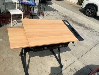 Drafting Table with Side Tray and Drawers
