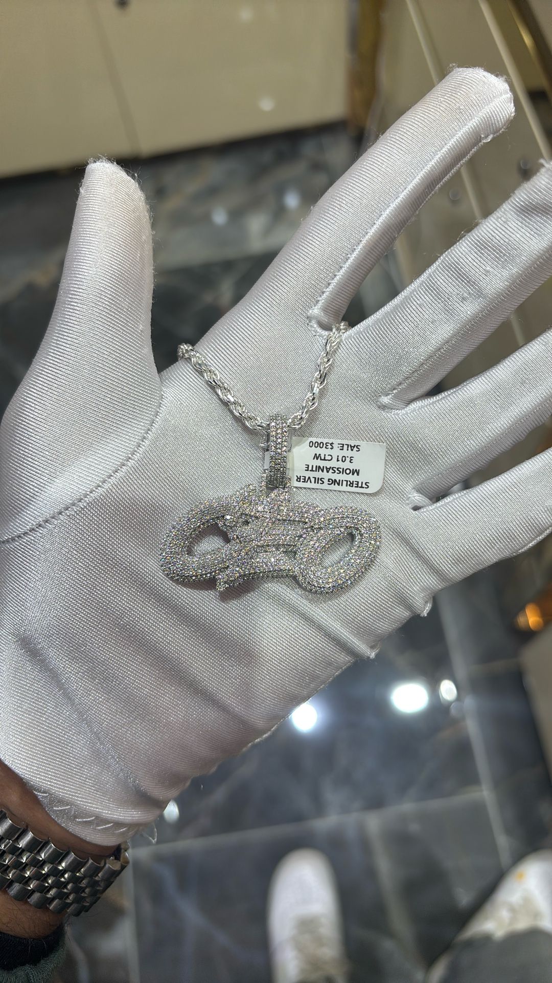 💎 925 Silver “CEO” Pendant with Rope Chain – 3.01 Ctw Moissanite Shine 💎