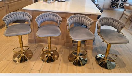 Velvet Swivel Bar Stool -set of 4