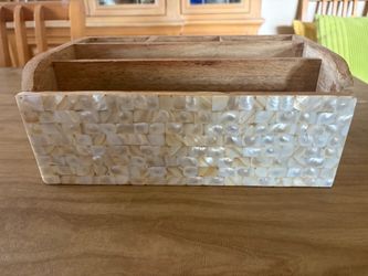 Wooden Multi-Use Organizer With Mother-Of-Pearl Inlay