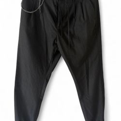 ZARA Black Pinstripe Jogger Pants with Chain – Size Large: 32