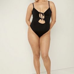 PINK Victoria's Secret Black Cutout One Piece Swimsuit XL