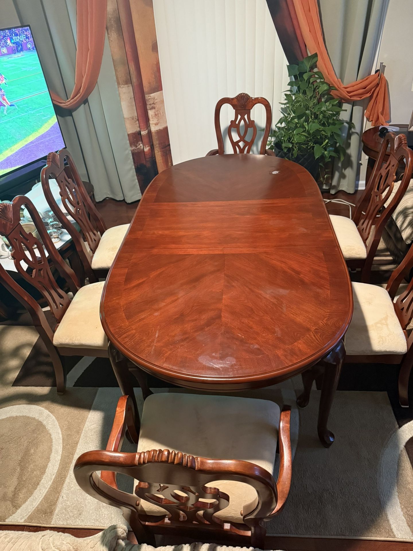 Wood Lighted China Cabinet + Full Dining Room Set